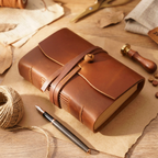 Thick Cowhide Leather Journal with Kraft Pages