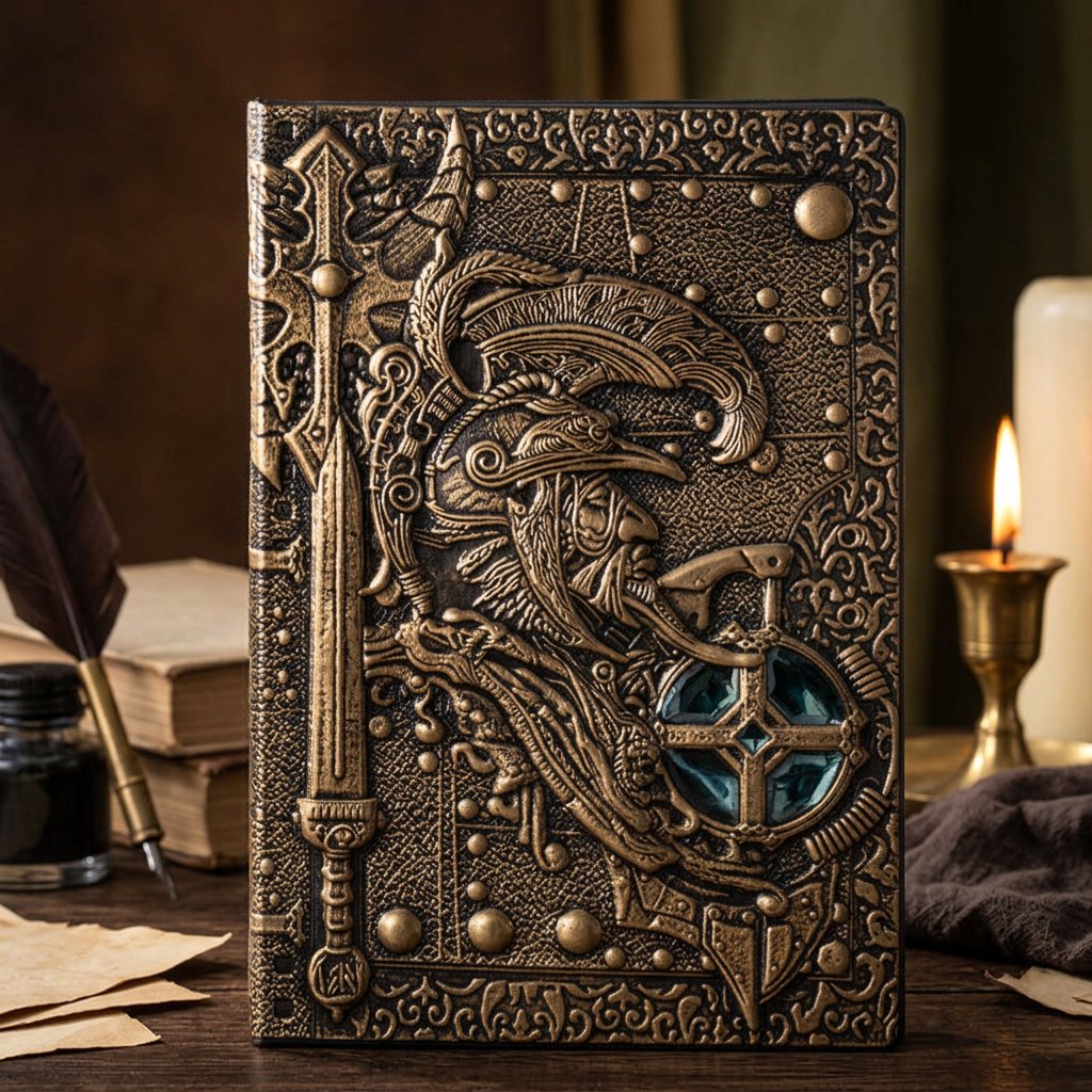 Embossed Knight Vintage Journal, Faux Leather A5