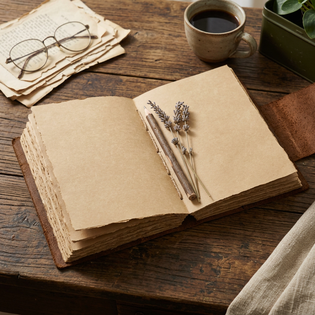 Cowhide Leather Sketchbook Journal with Kraft Pages