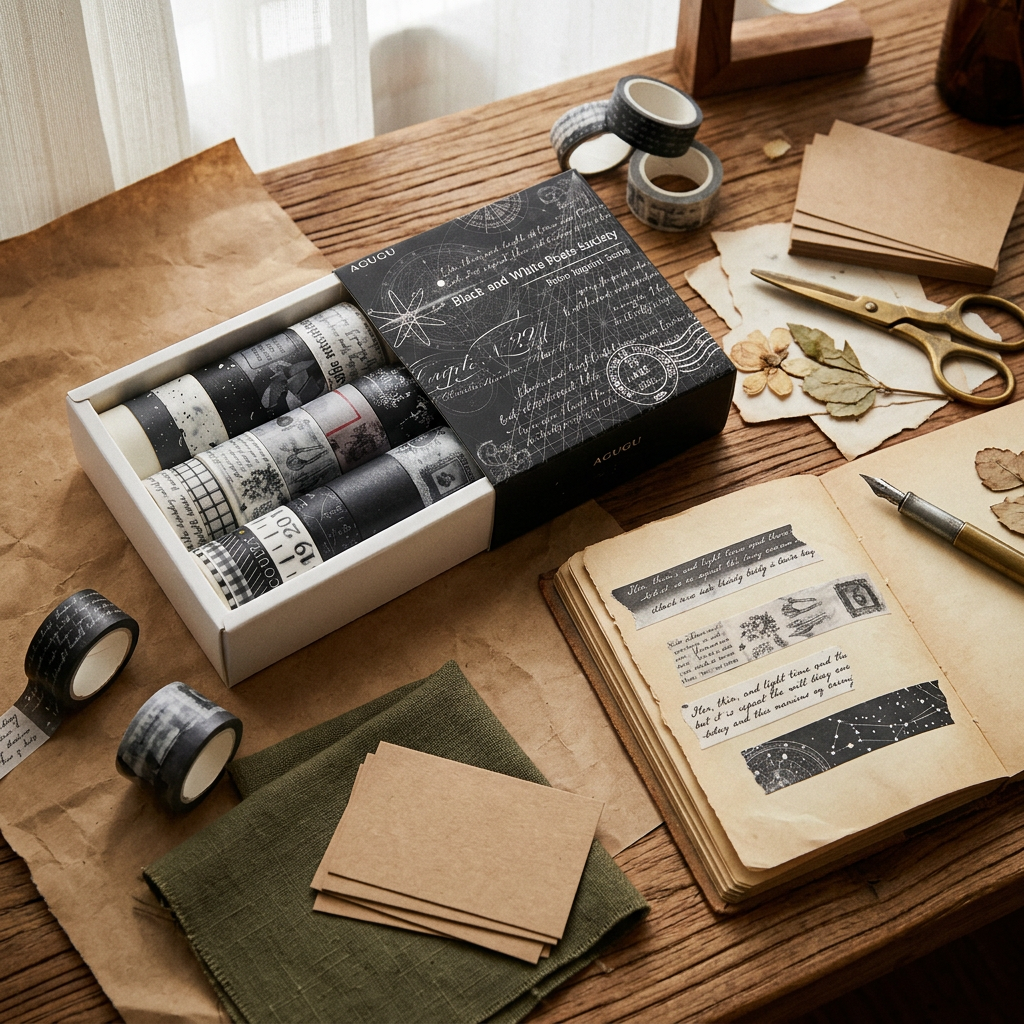 Vintage Washi Tape Set, 20 Rolls Mixed Widths