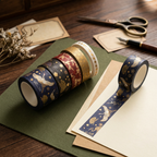 Gold Foil Crane Washi Tape Set, 5 Rolls