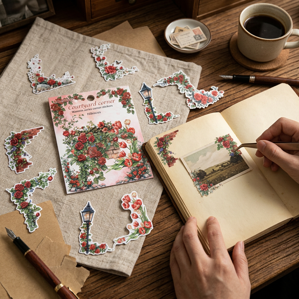 Vintage Floral Corner Stickers, 30 Pieces