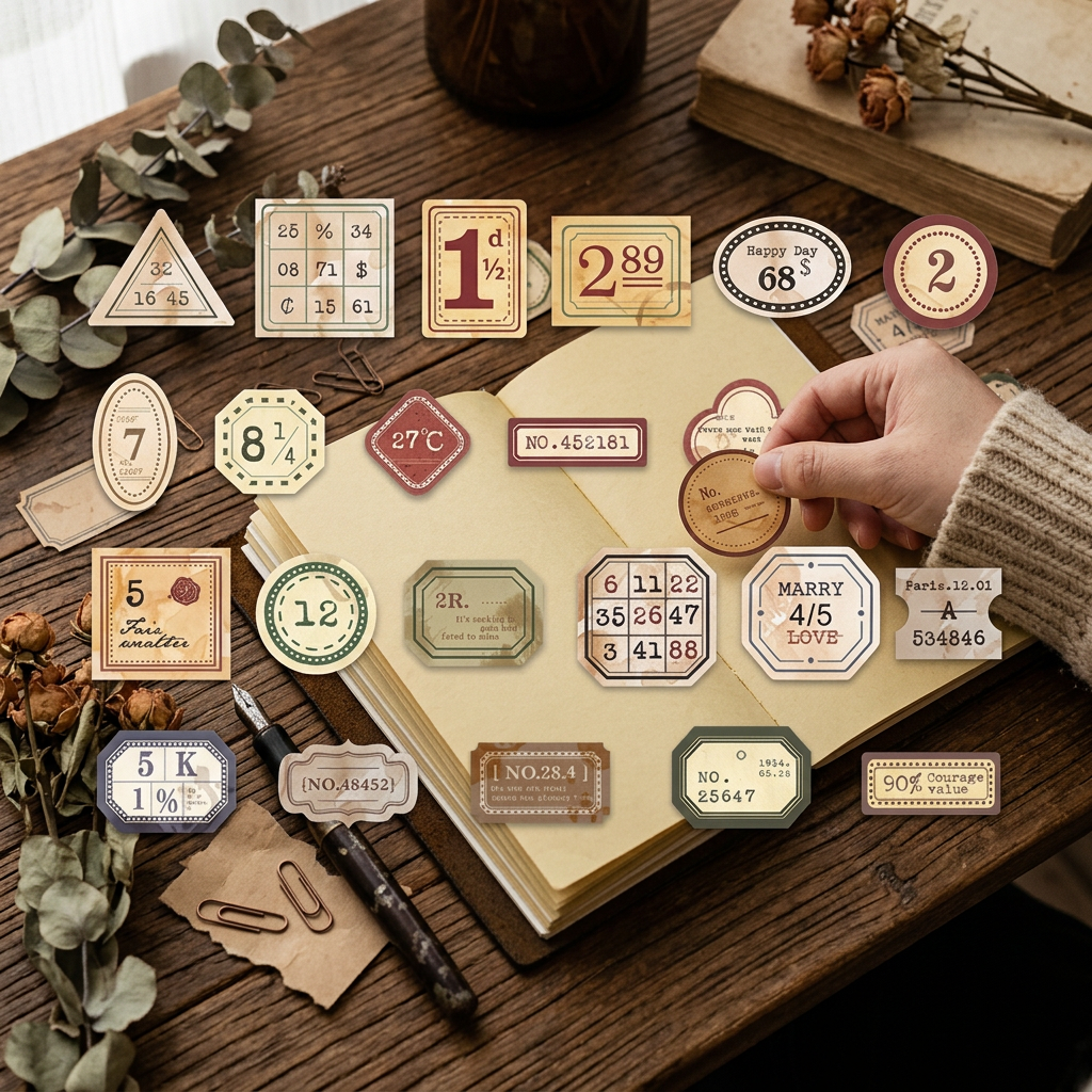 Traveler Letters Vintage Sticker Pack, 46 Pieces