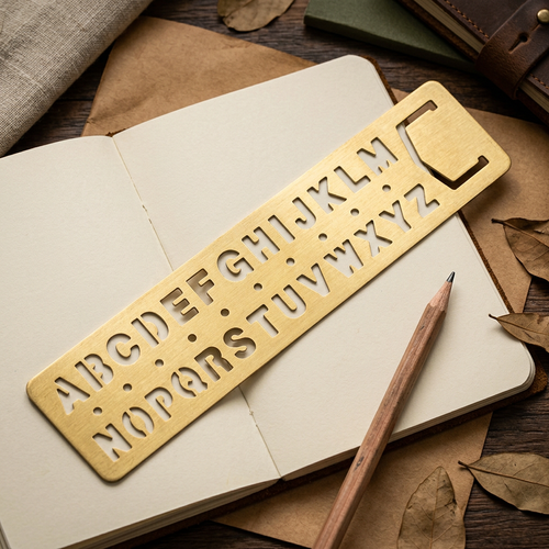 Brass Journal Stencil Ruler, Letters or Numbers