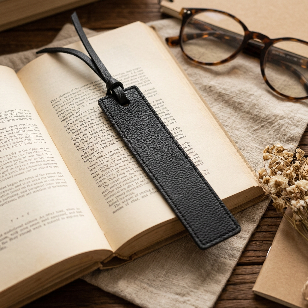 Vegan Leather Strap Bookmark, Vintage Page Marker