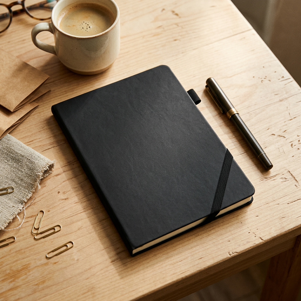 Minimalist Faux Leather A5 Notebook, Solid Color